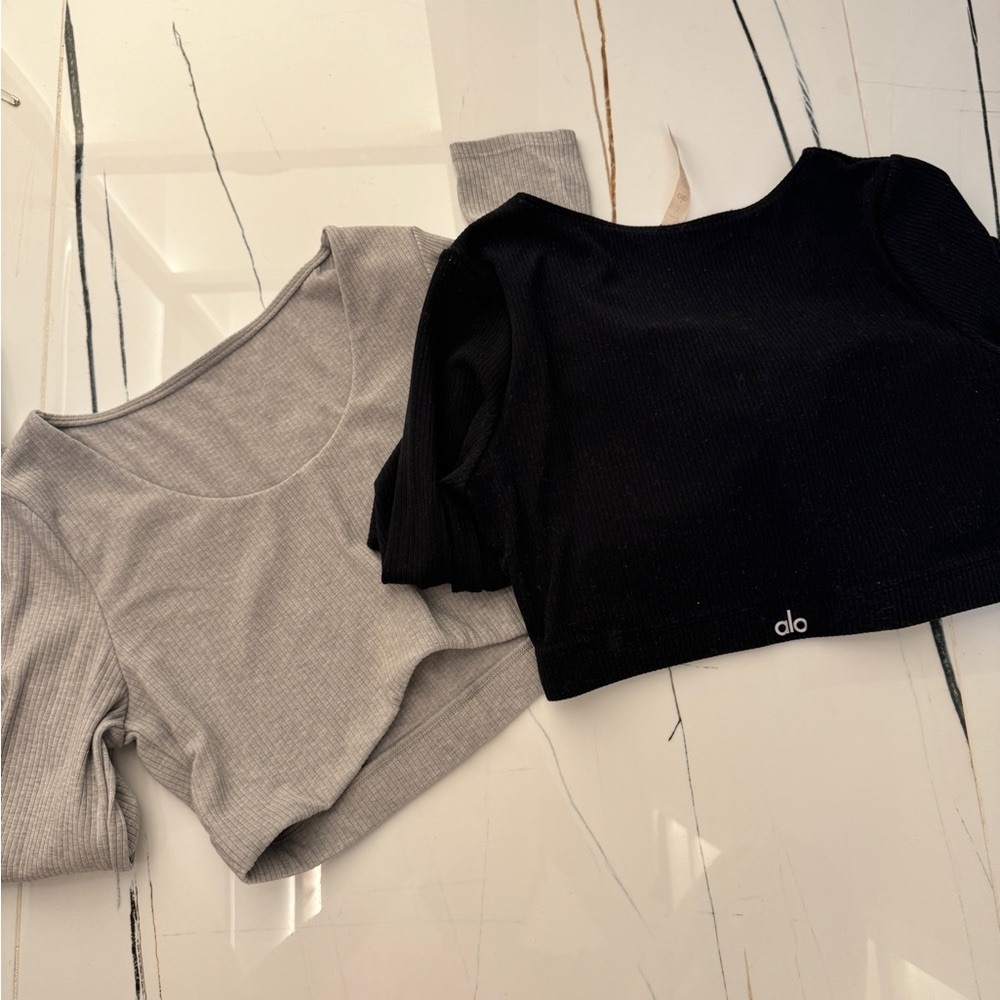 Alo Longsleeve Bra Top Sz L (Gray and Black Avail)